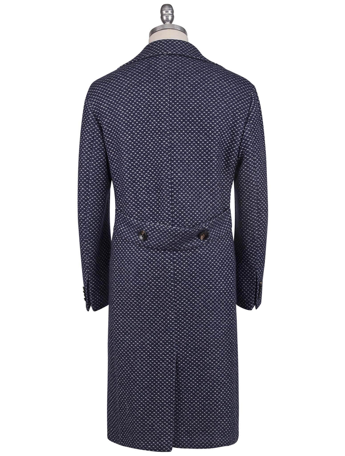 Kiton Blue White Cashmere Double Breasted Overcoat