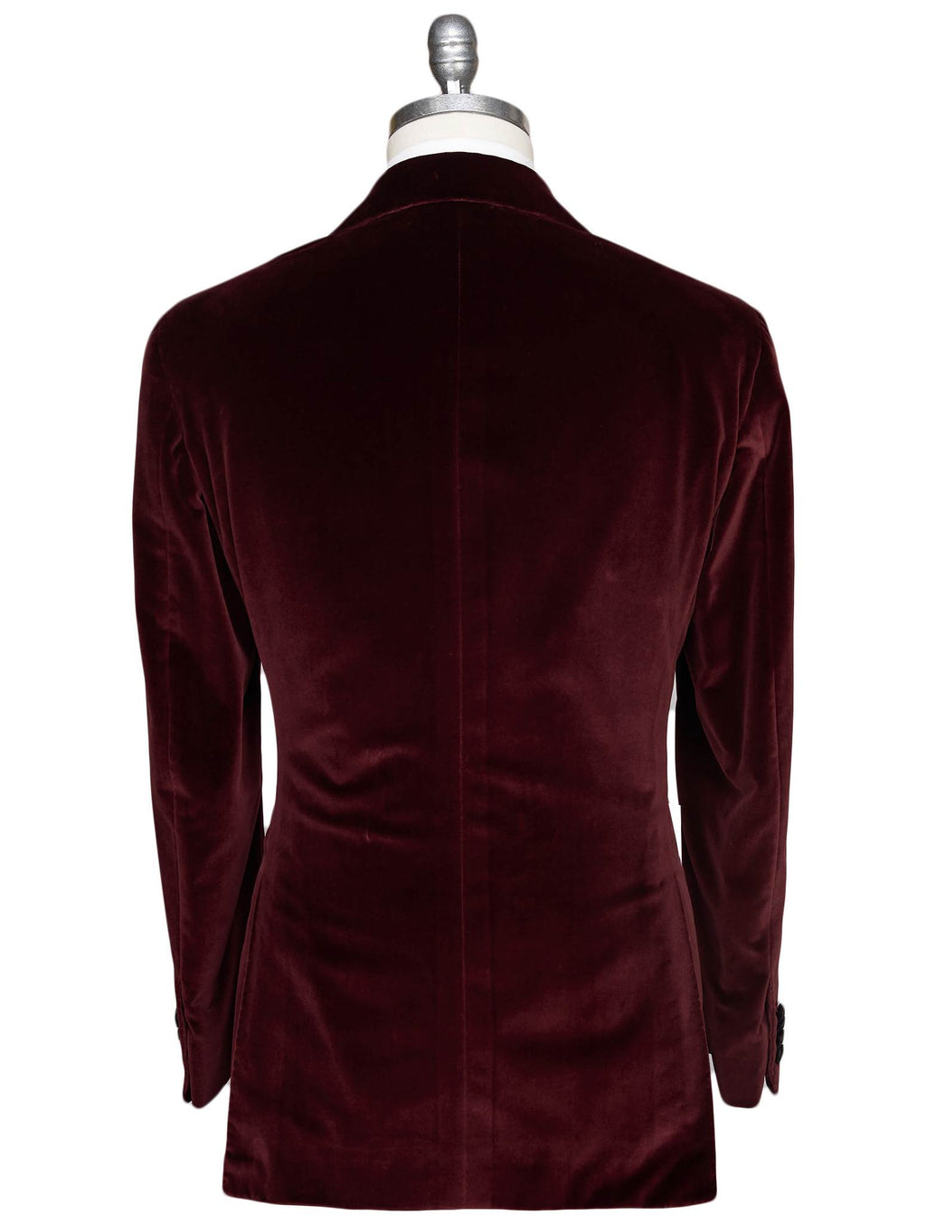 Kiton Burgundy Cotton Double Breasted Smoking Blazer