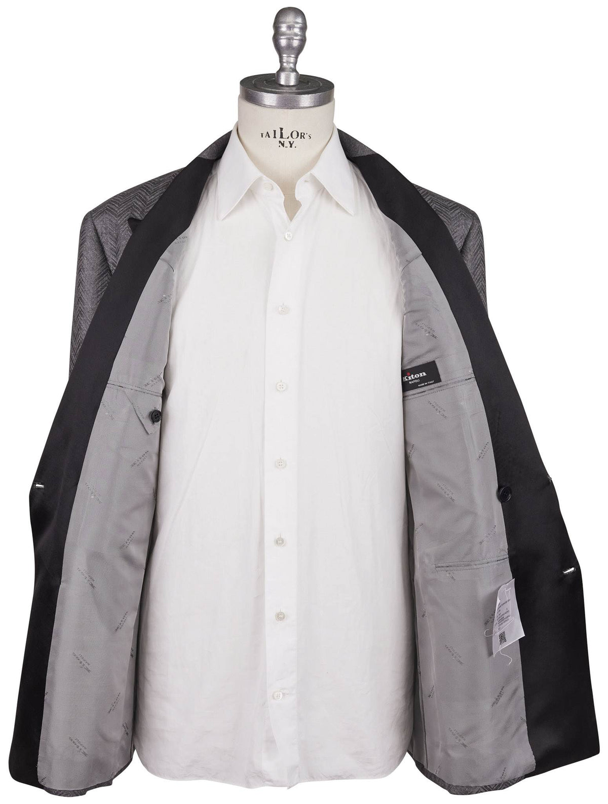 Kiton Black Cotton Double Breasted Smoking Blazer