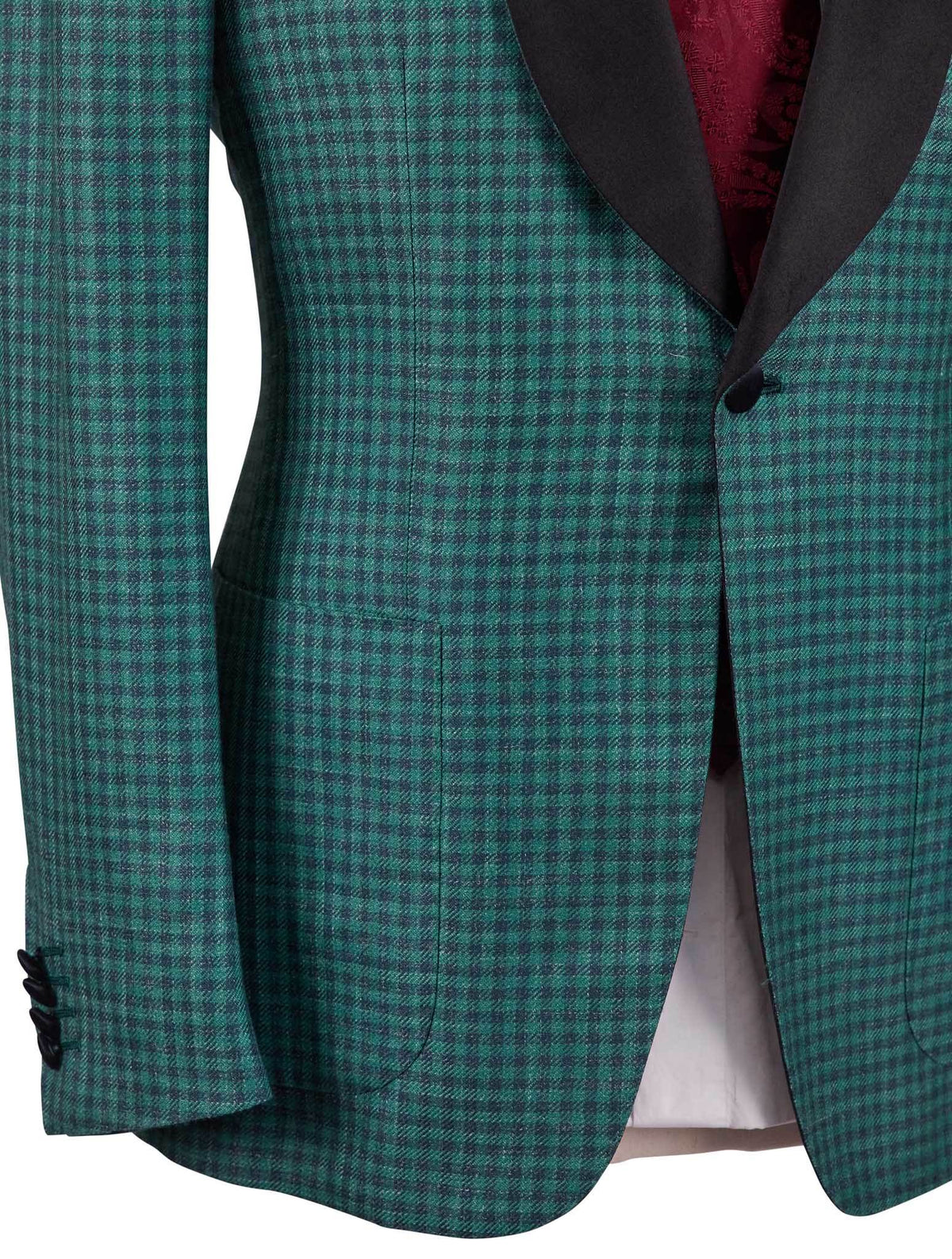 Kiton Black Green Cashmere Silk Linen Smoking Blazer