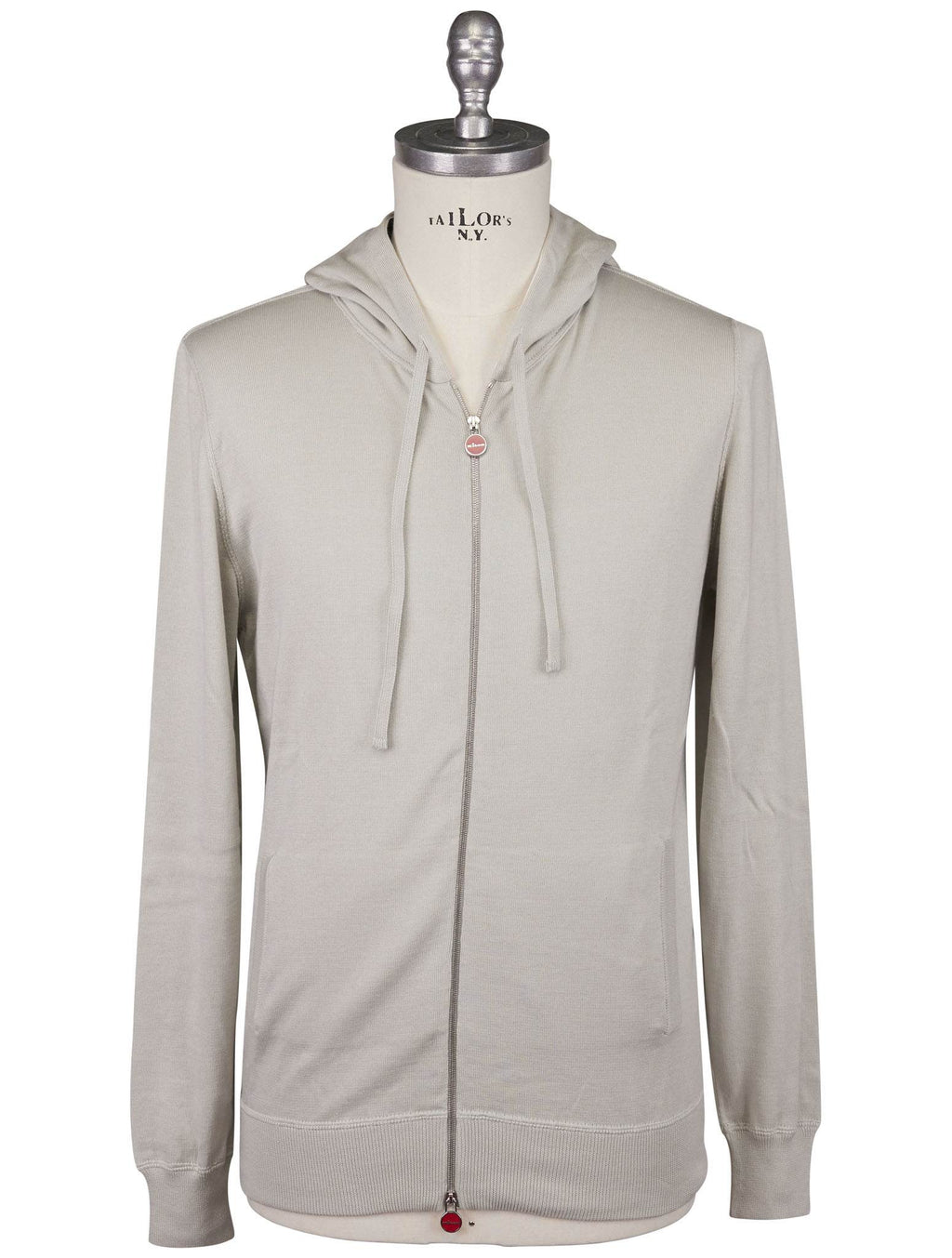 Kiton Gray Cotton Sweater Full Zip