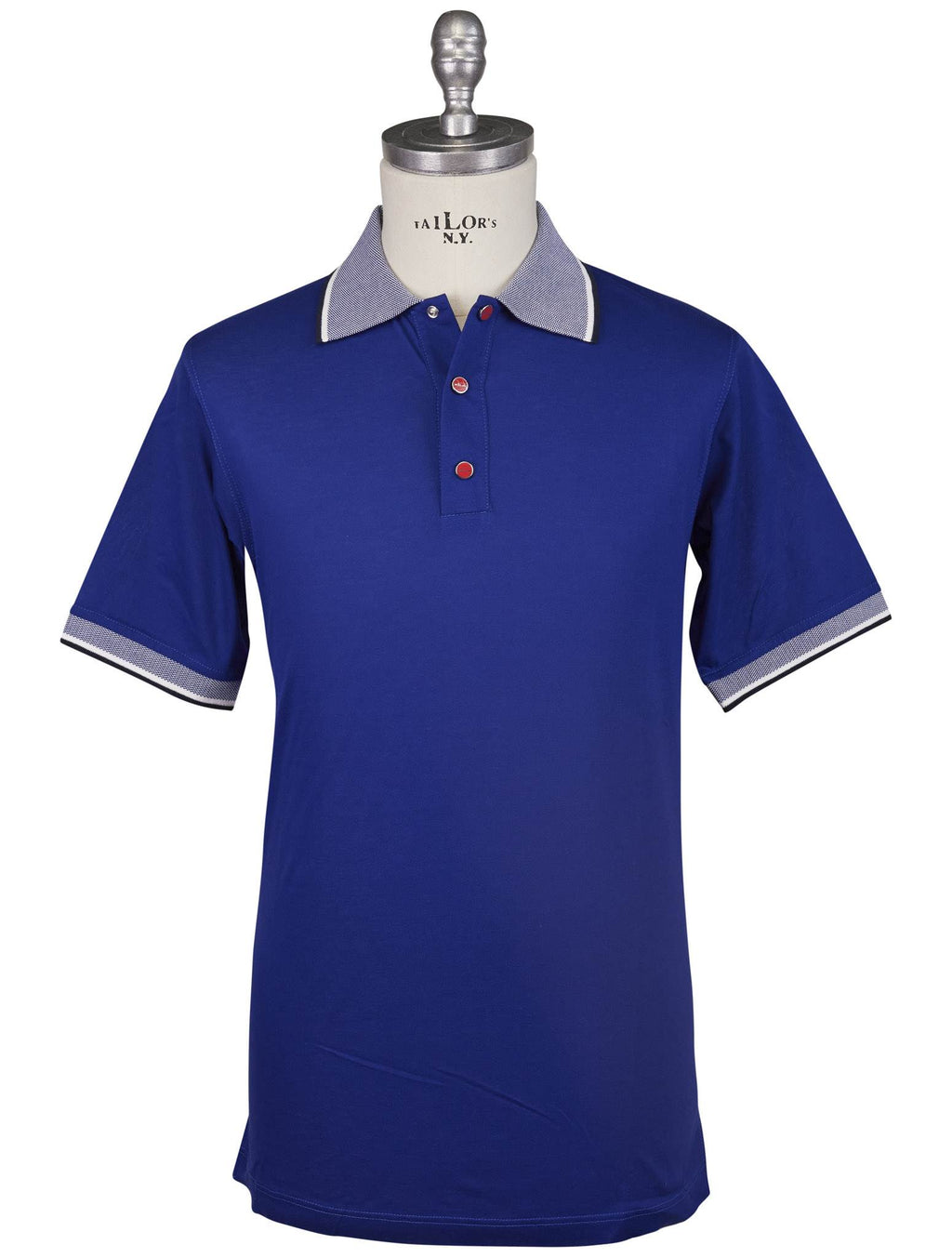 Kiton Blue Cotton Polo
