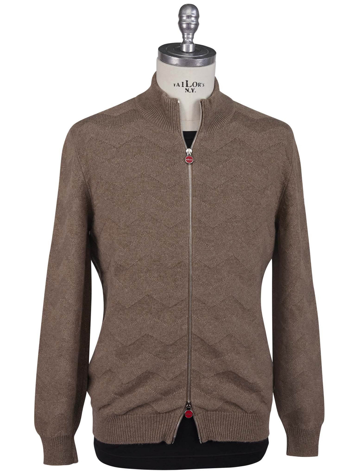Kiton Brown Cashmere Sweater Full Zip