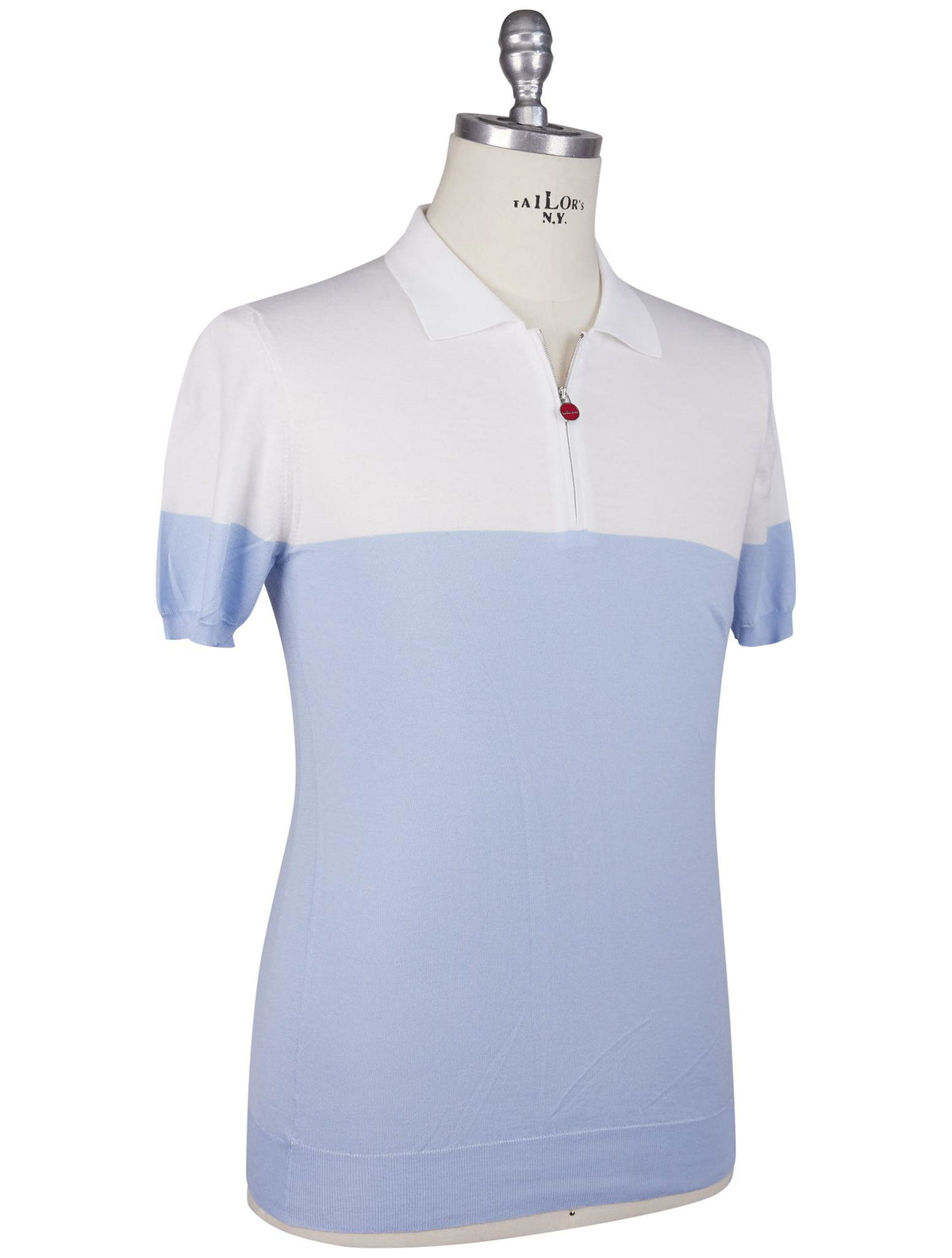 Kiton Kiton White Light Blue Cotton Polo White / Light Blue 001