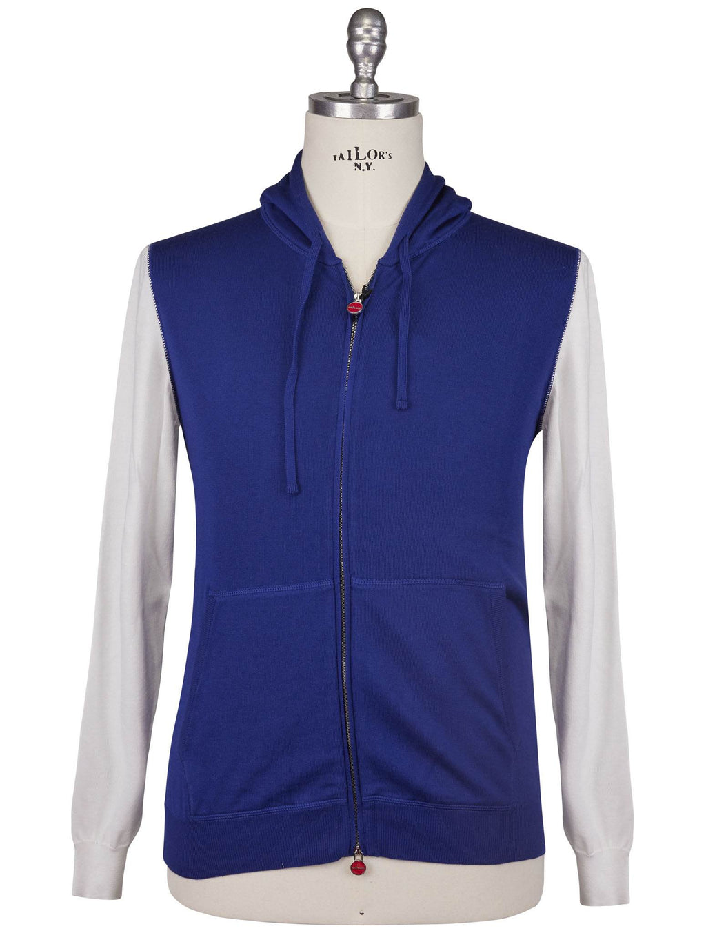 Kiton Blue Cotton Sweater Full Zip
