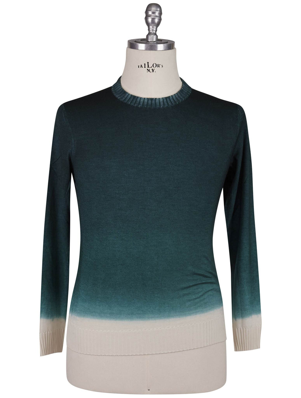 Kiton Kiton Green White Cashmere Silk Sweater Crewneck Green / White 000