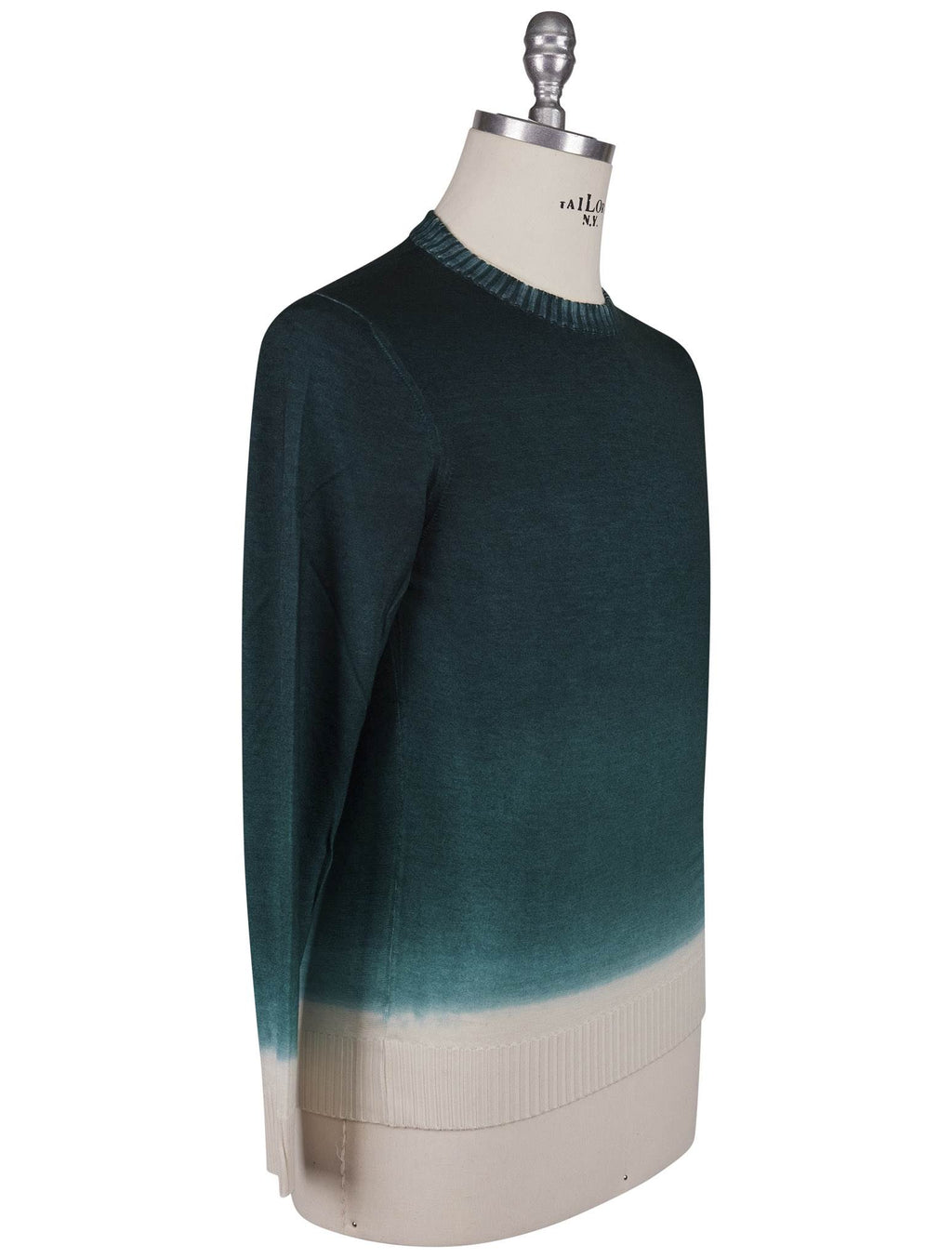 Kiton Kiton Green White Cashmere Silk Sweater Crewneck Green / White 001