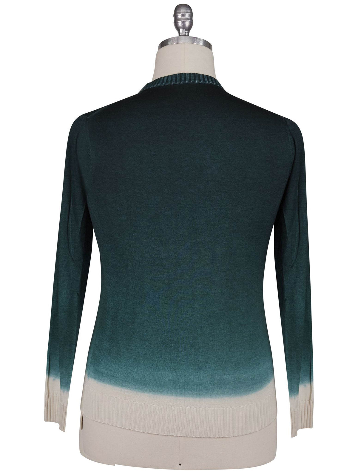 Kiton Green White Cashmere Silk Sweater Crewneck
