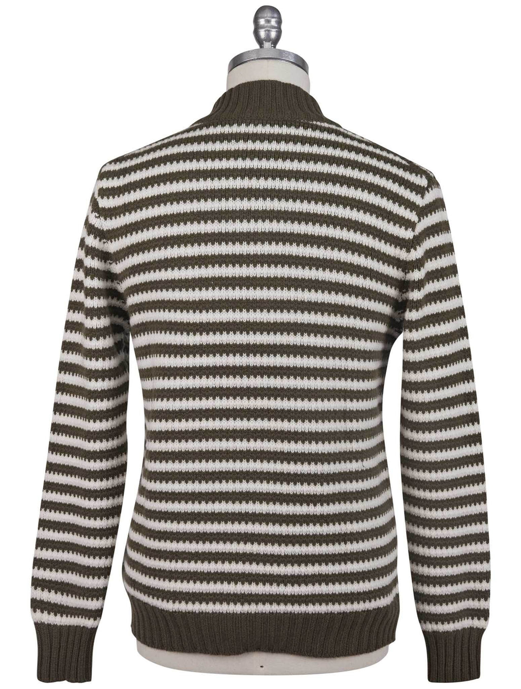 Kiton Green White Cashmere Sweater Half Zip