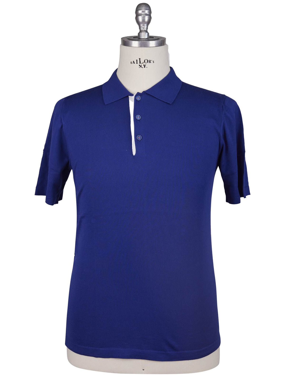 Kiton Blue Cotton Polo