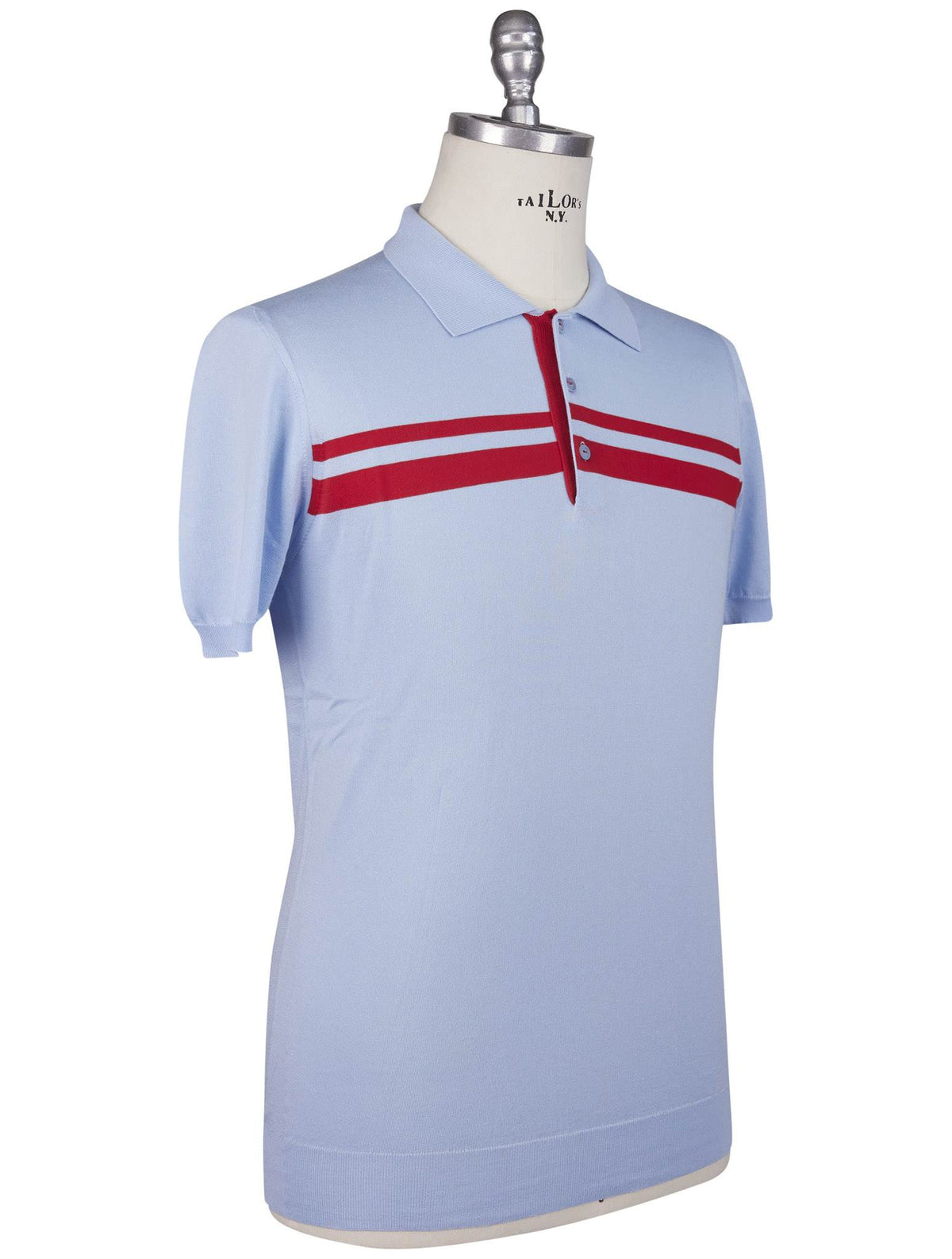 Kiton Kiton light Blue Red Cotton Polo Light Blue / Red 001