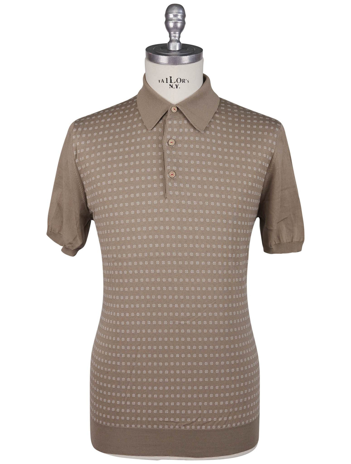 Kiton Brown White Cotton Polo