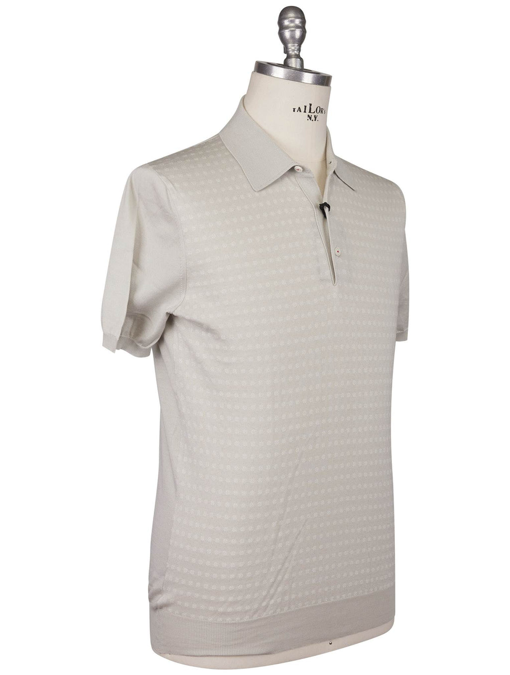 Kiton Kiton Gray White Cotton Polo Gray / White 001