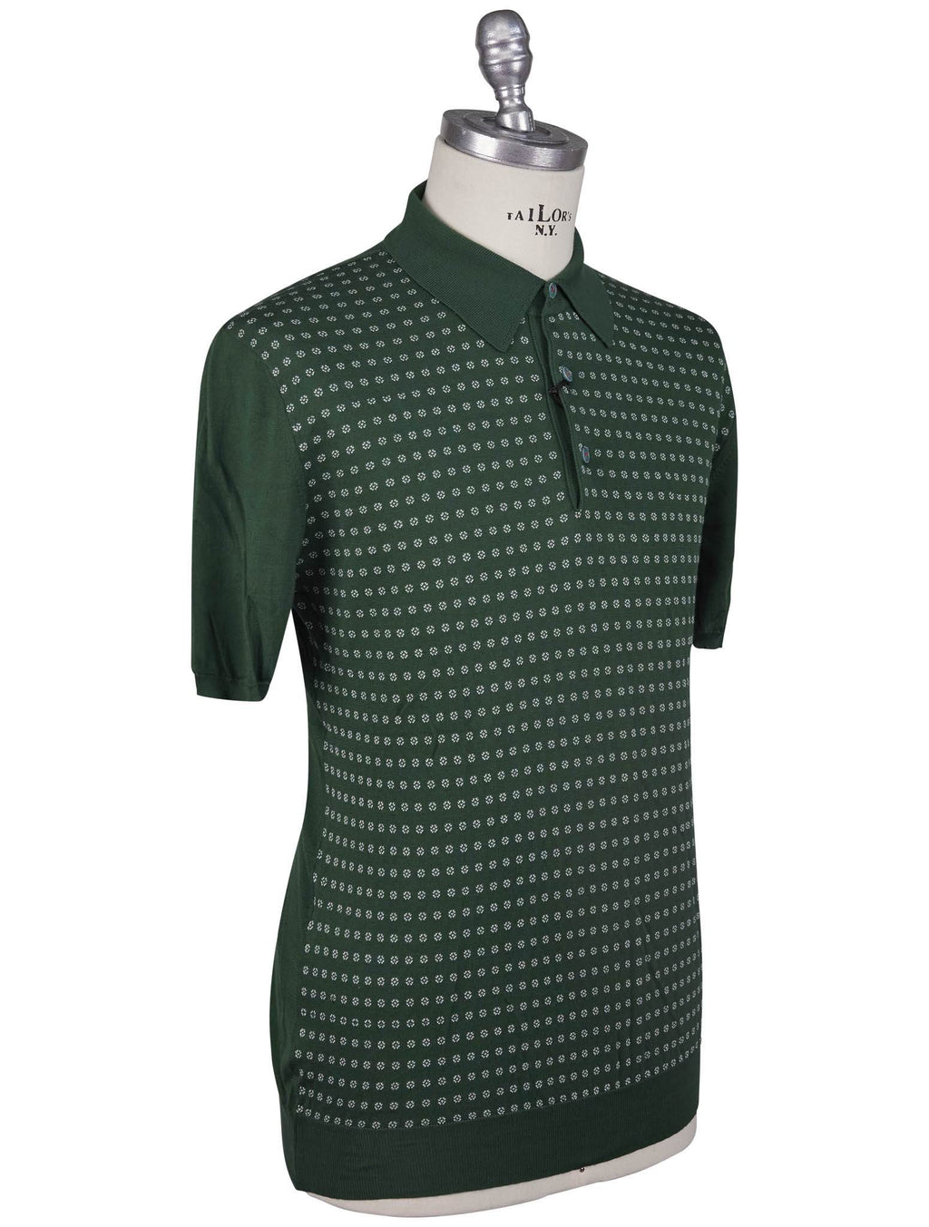 Kiton Kiton Green White Cotton Polo Green / White 001