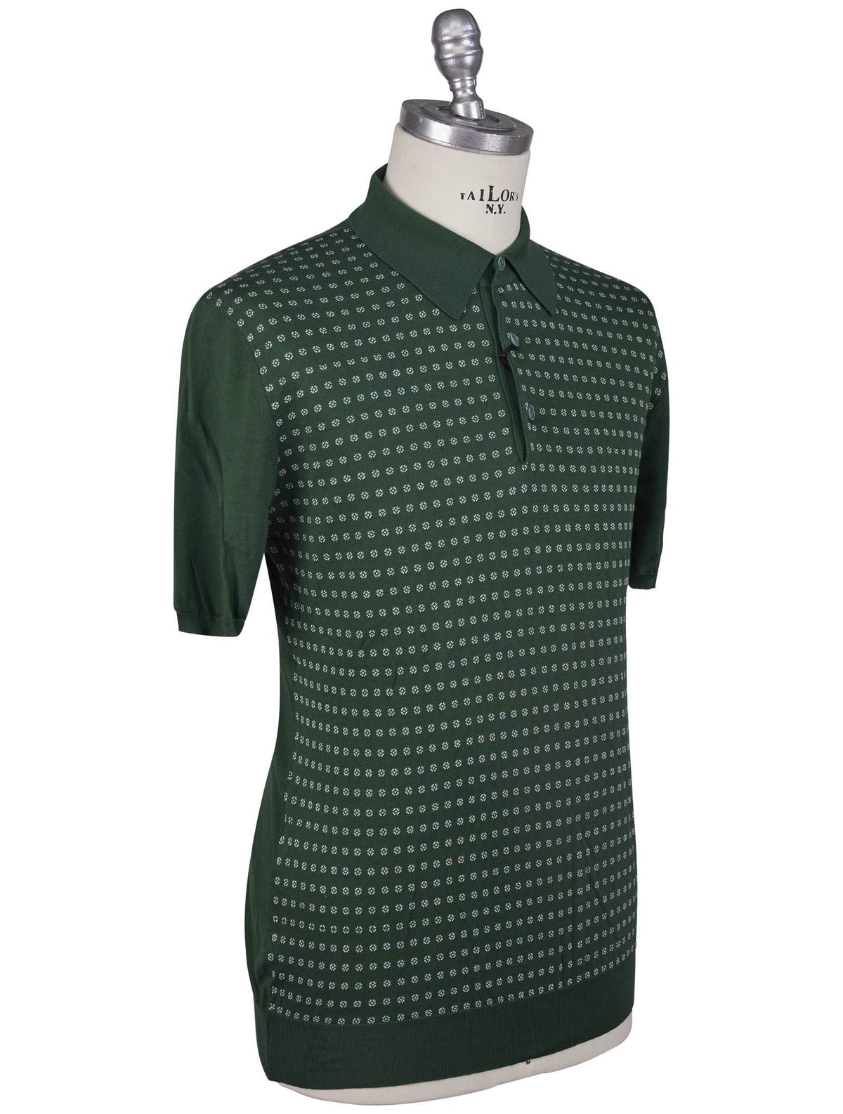 Kiton Kiton Green White Cotton Polo Green / White 001