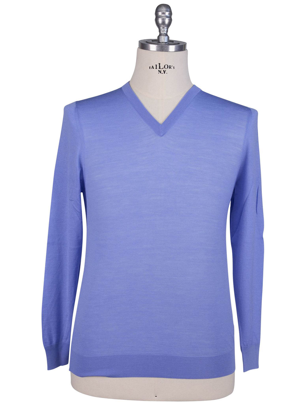 Kiton Blue Wool Sweater V-Neck