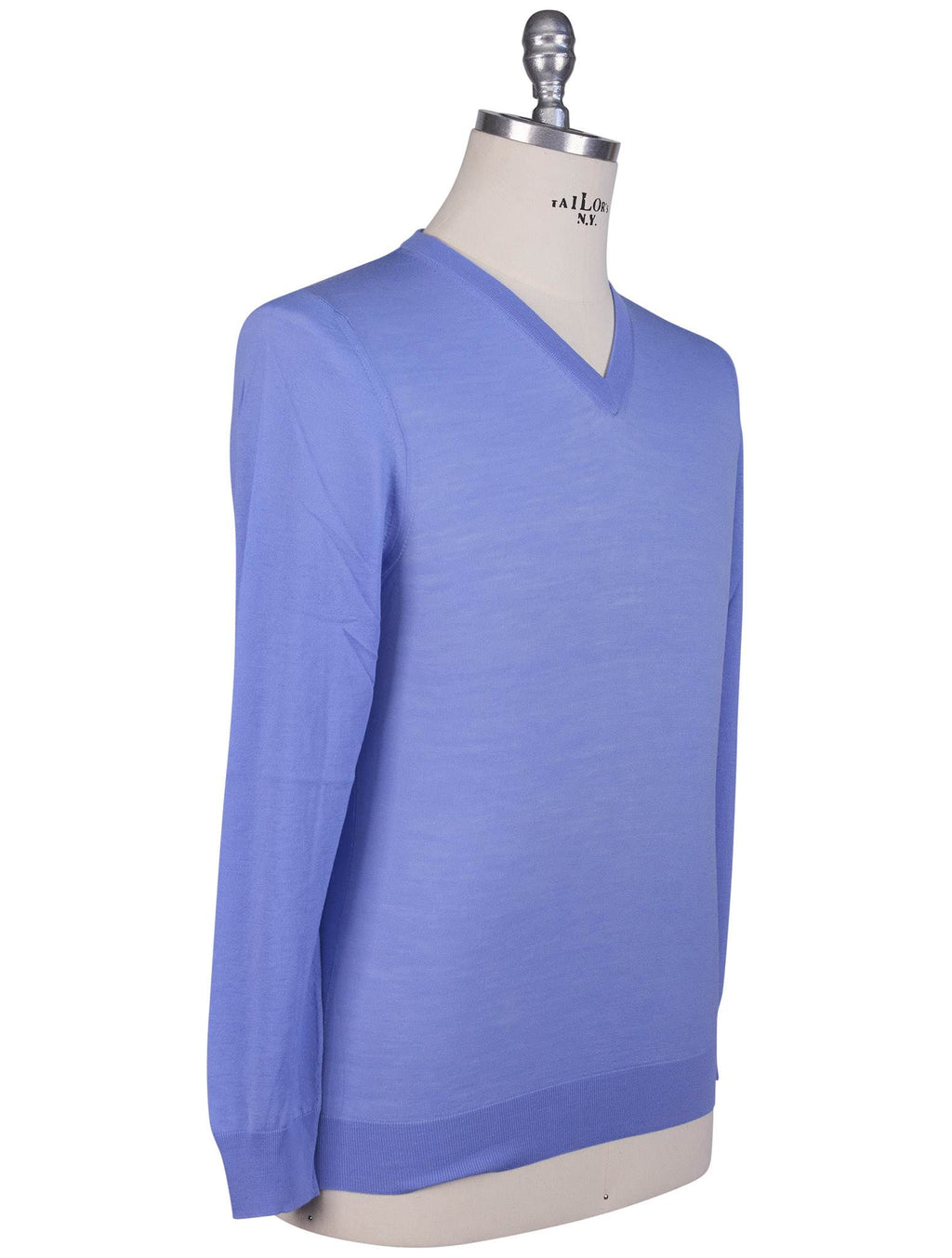 Kiton Kiton Blue Wool Sweater V-Neck Blue 001