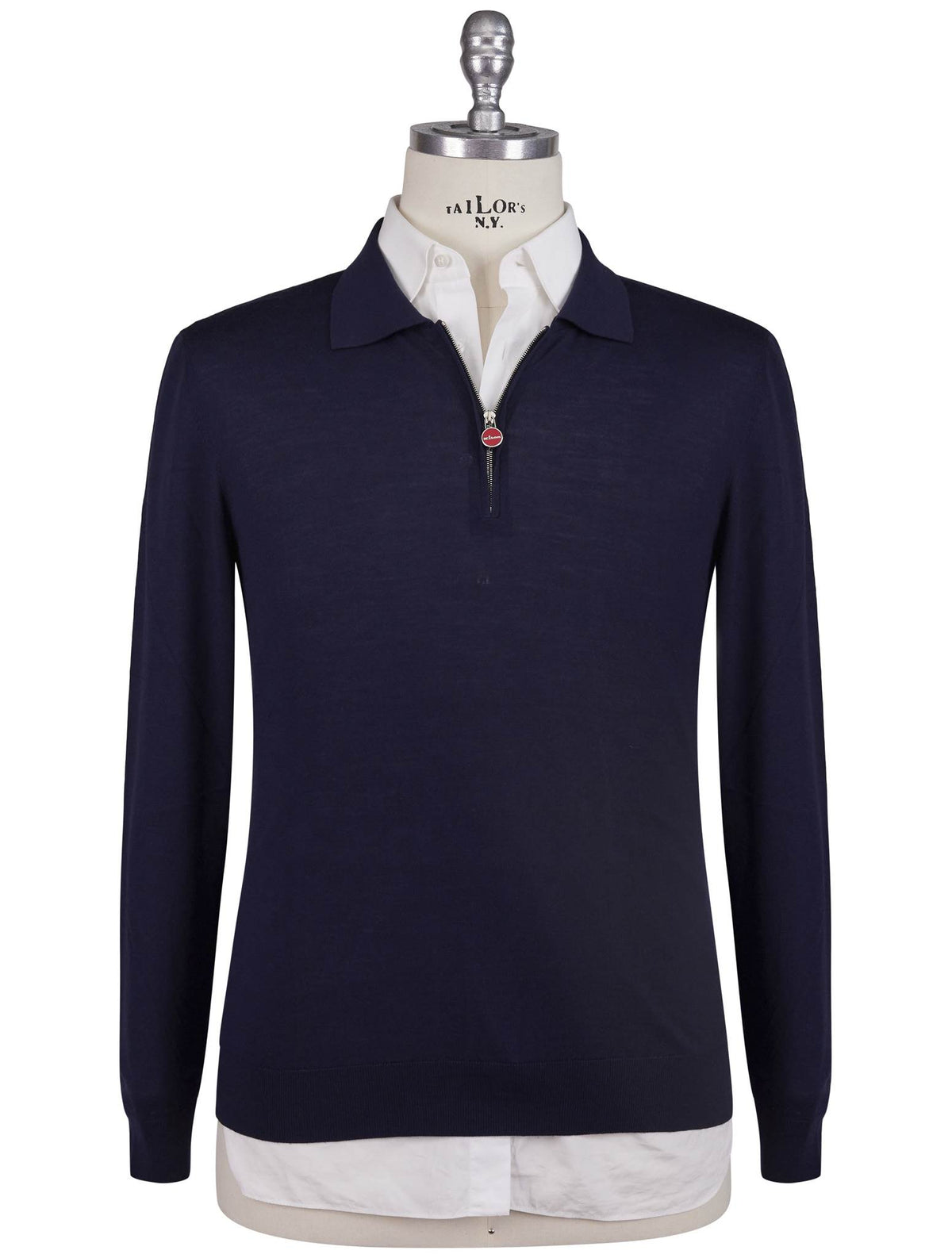 Kiton Kiton Blue Wool Sweater Polo Half Zip Blue 000