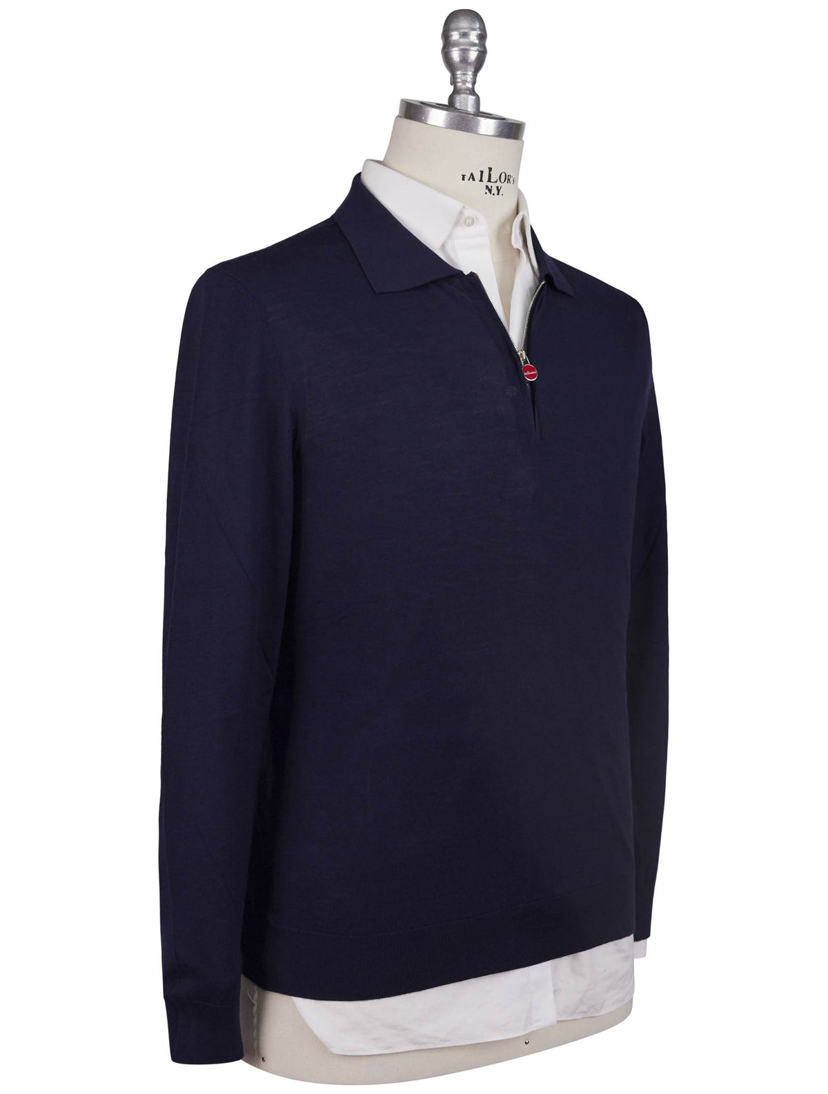 Kiton Kiton Blue Wool Sweater Polo Half Zip Blue 001