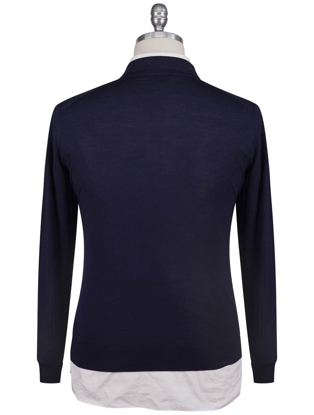 Kiton Blue Wool Sweater Polo Half Zip