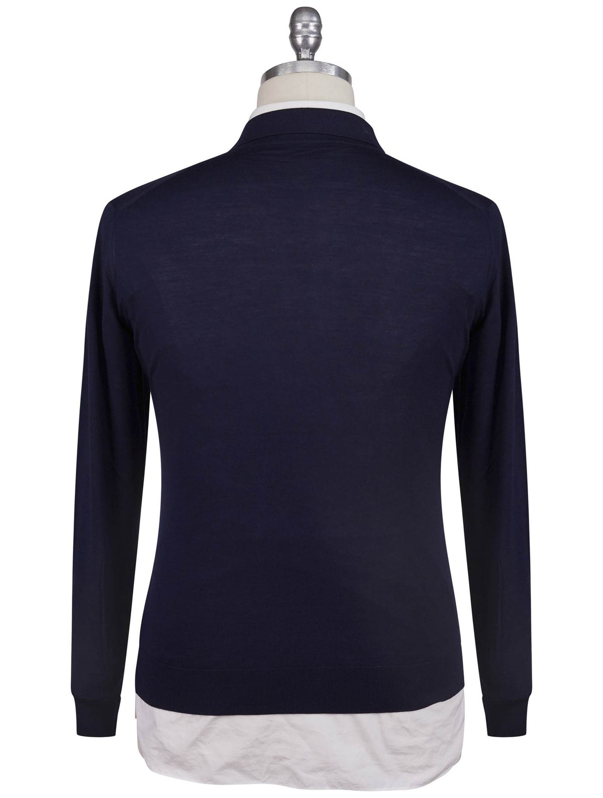 Kiton Blue Wool Sweater Polo Half Zip