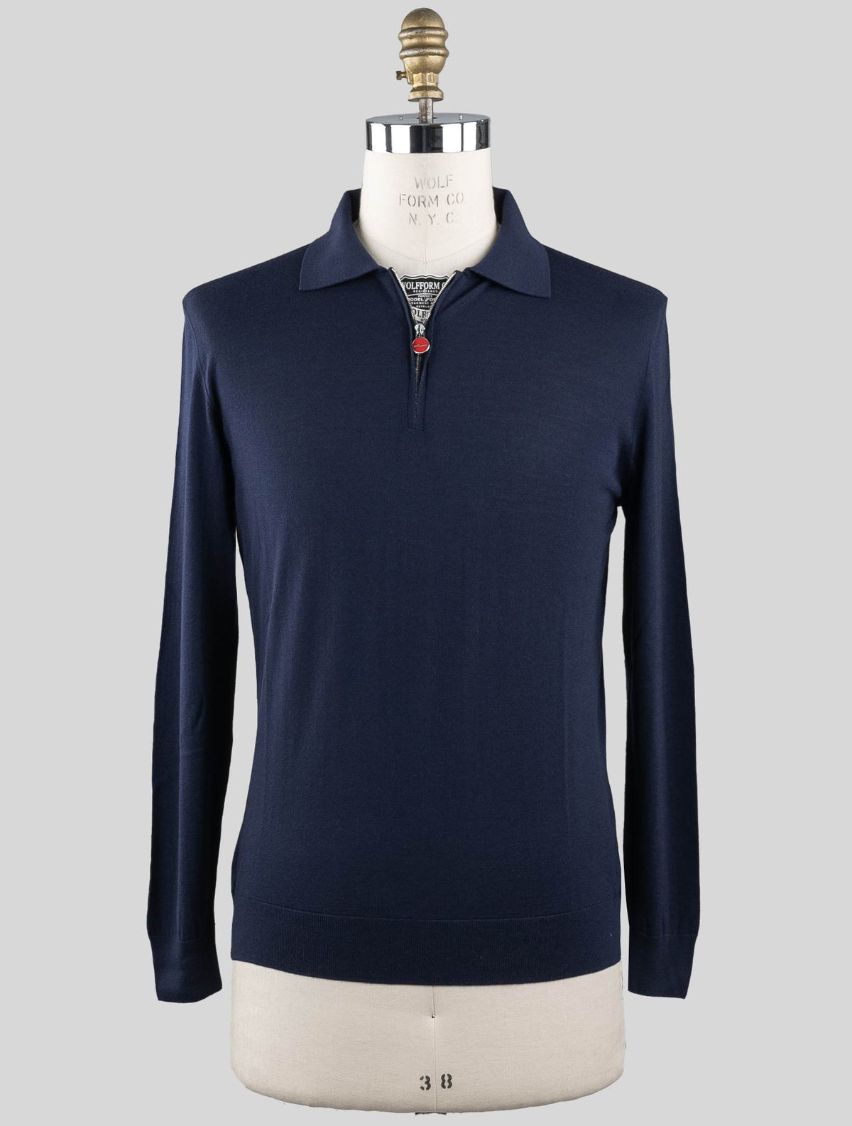 Kiton Kiton Blue Navy Wool Sweater Polo Half Zip Diamante Blue Blue Navy 000