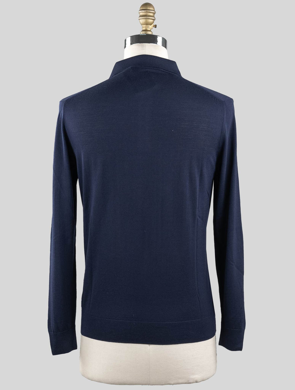 Kiton Blue Navy Wool Sweater Polo Half Zip Diamante Blue