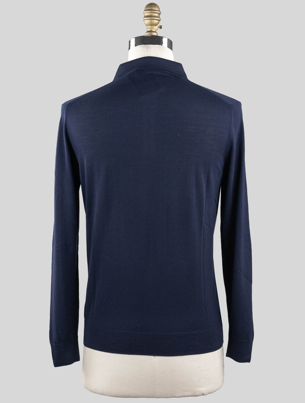 Kiton Blue Navy Wool Sweater Polo Half Zip Diamante Blue