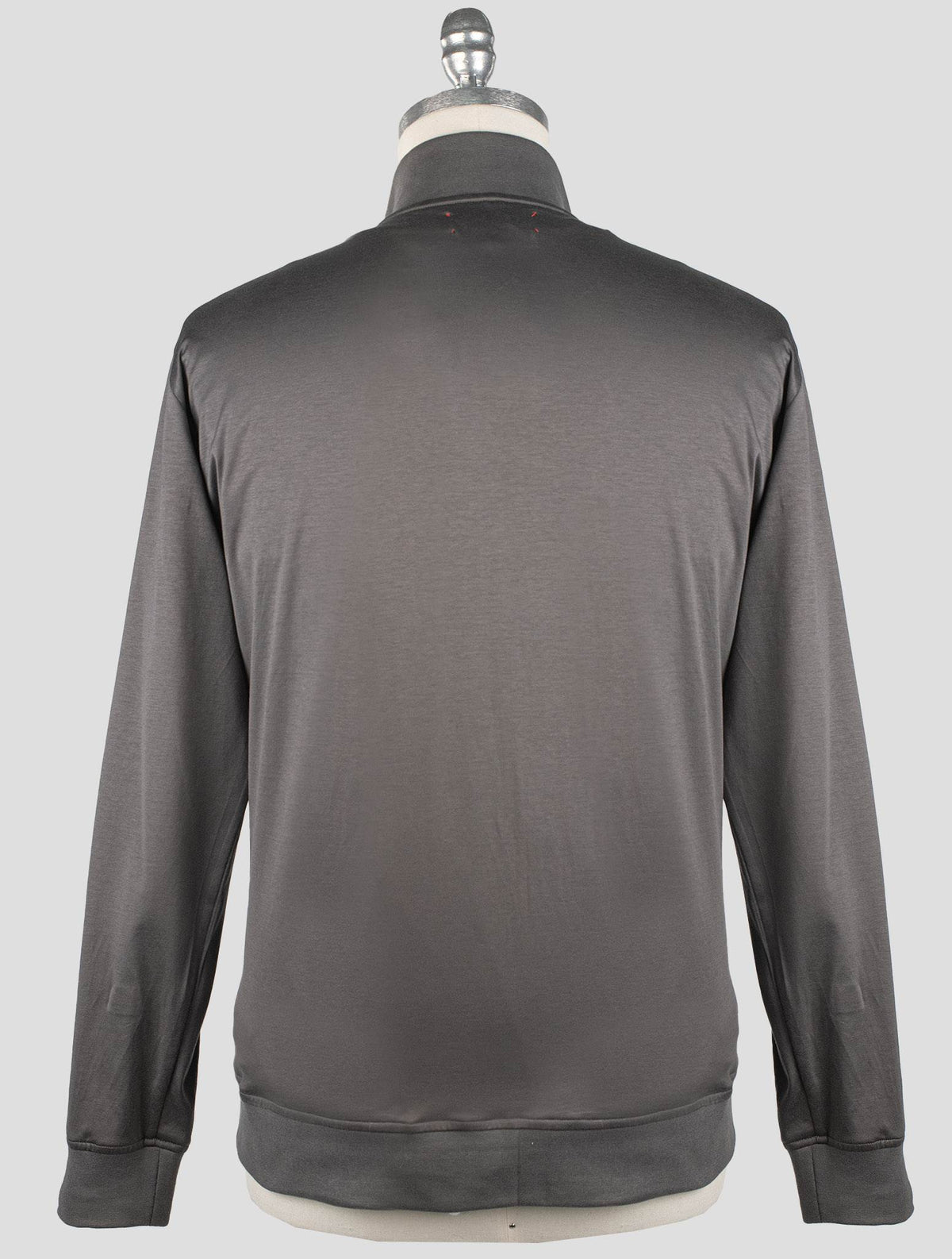 Kiton Taupe Cotton Coat RED STITCH