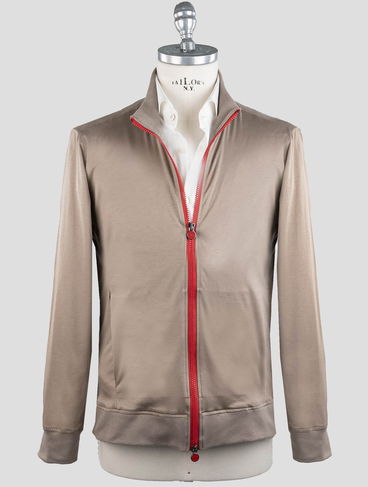 Kiton Kiton Light Brown Cotton Coat RED_STITCH Light Brown 000