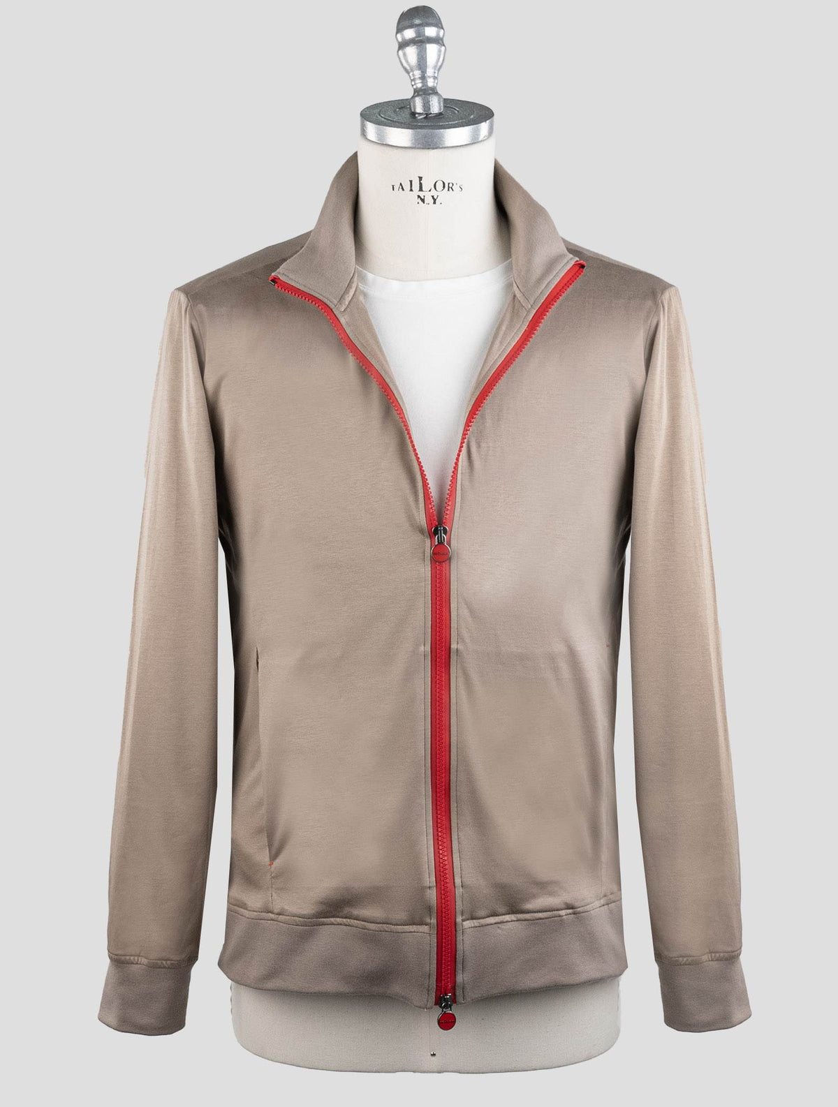 Kiton Kiton Light Brown Cotton Coat RED_STITCH Light Brown 001