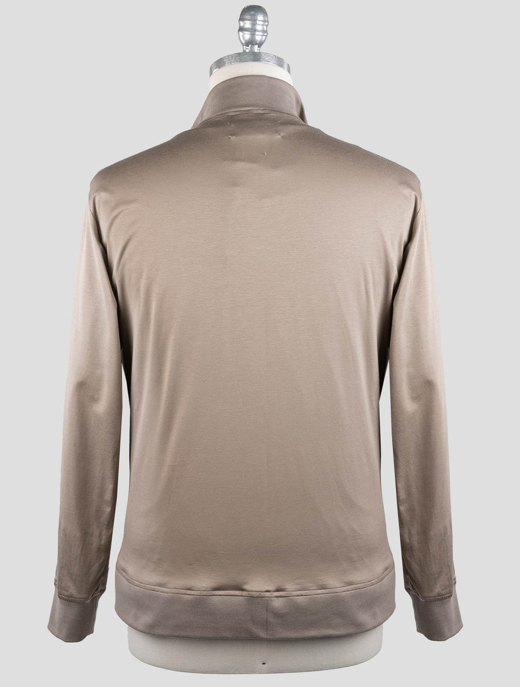Kiton Light Brown Cotton Coat RED_STITCH