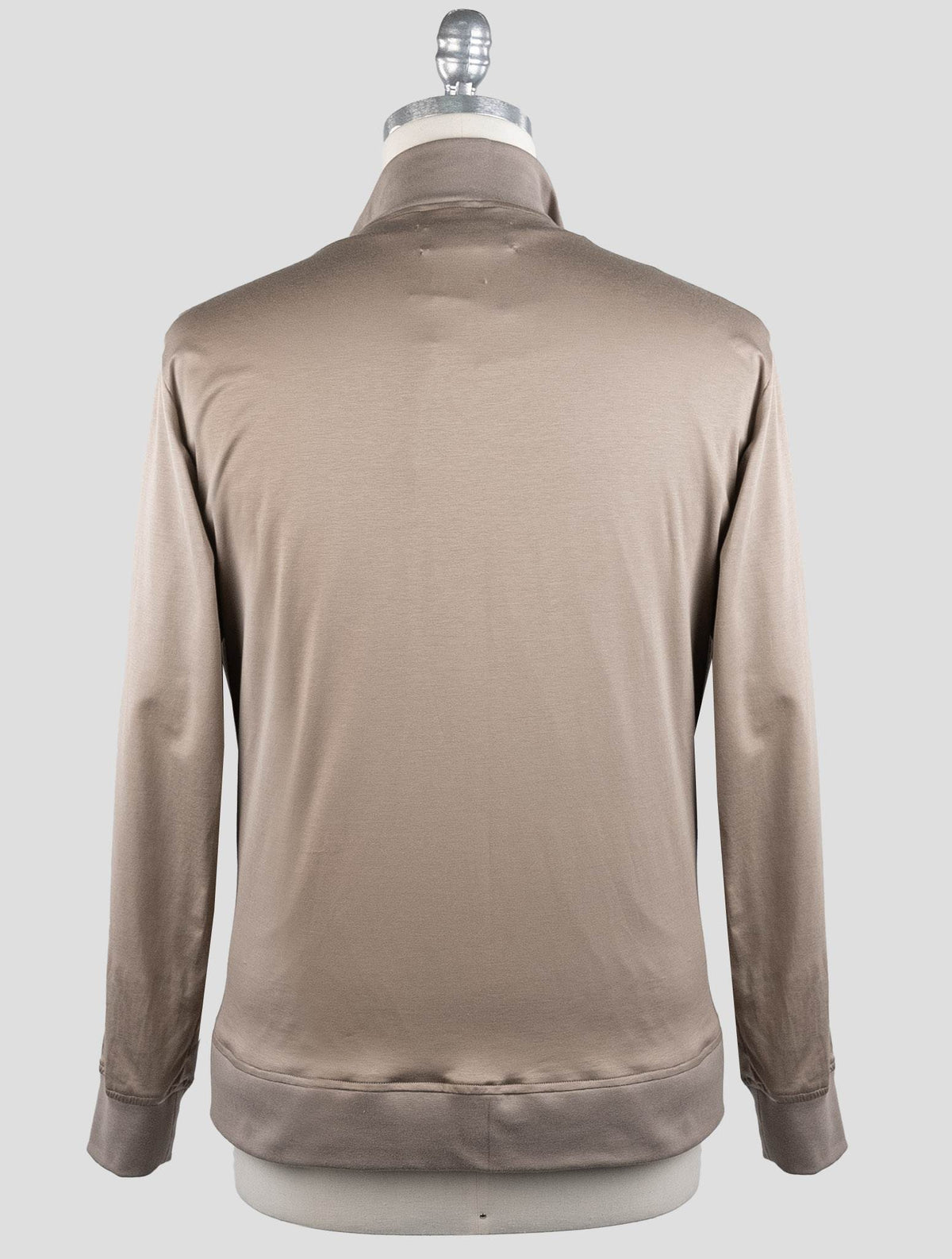Kiton Light Brown Cotton Coat RED_STITCH