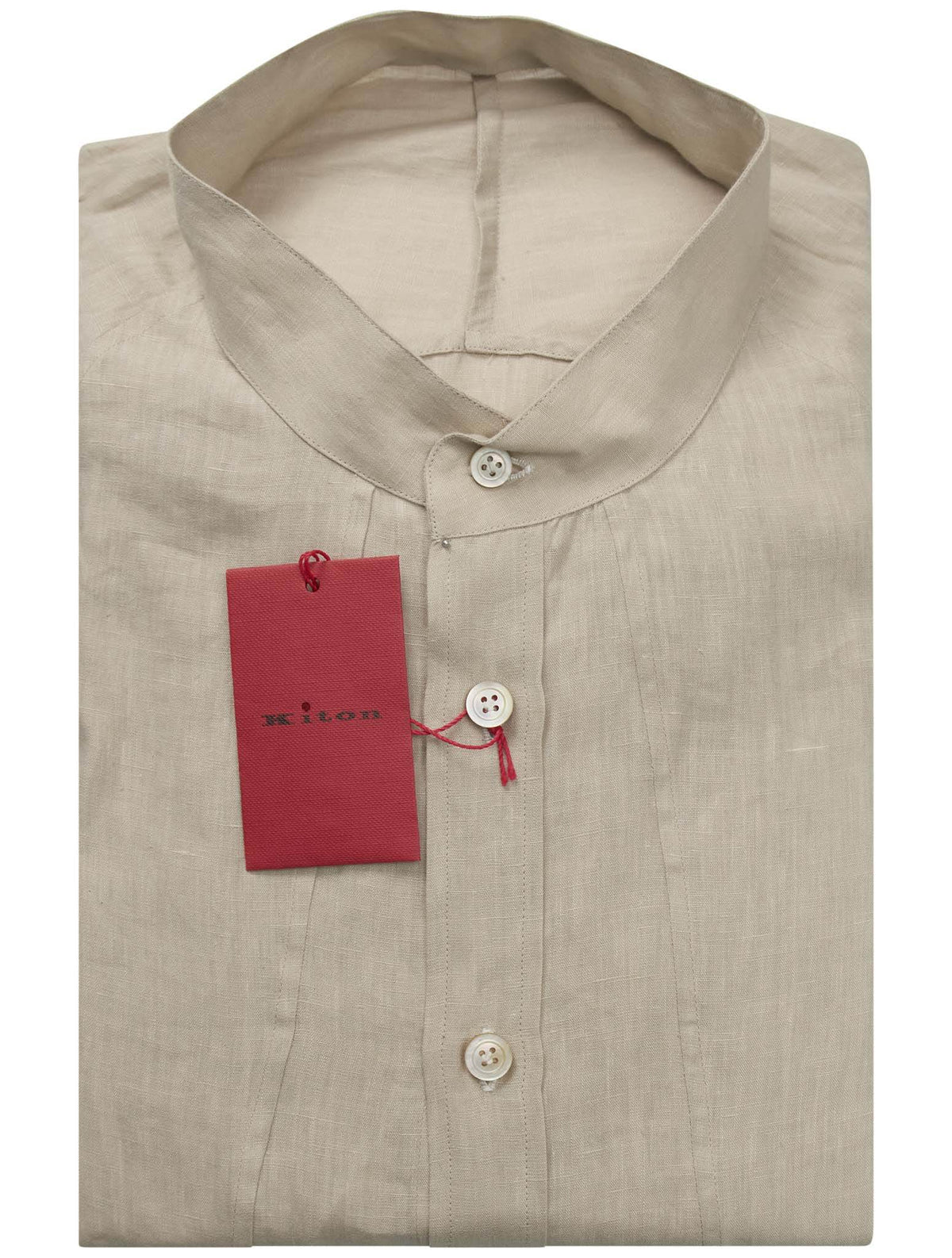 Kiton Beige Linen Korean Shirt