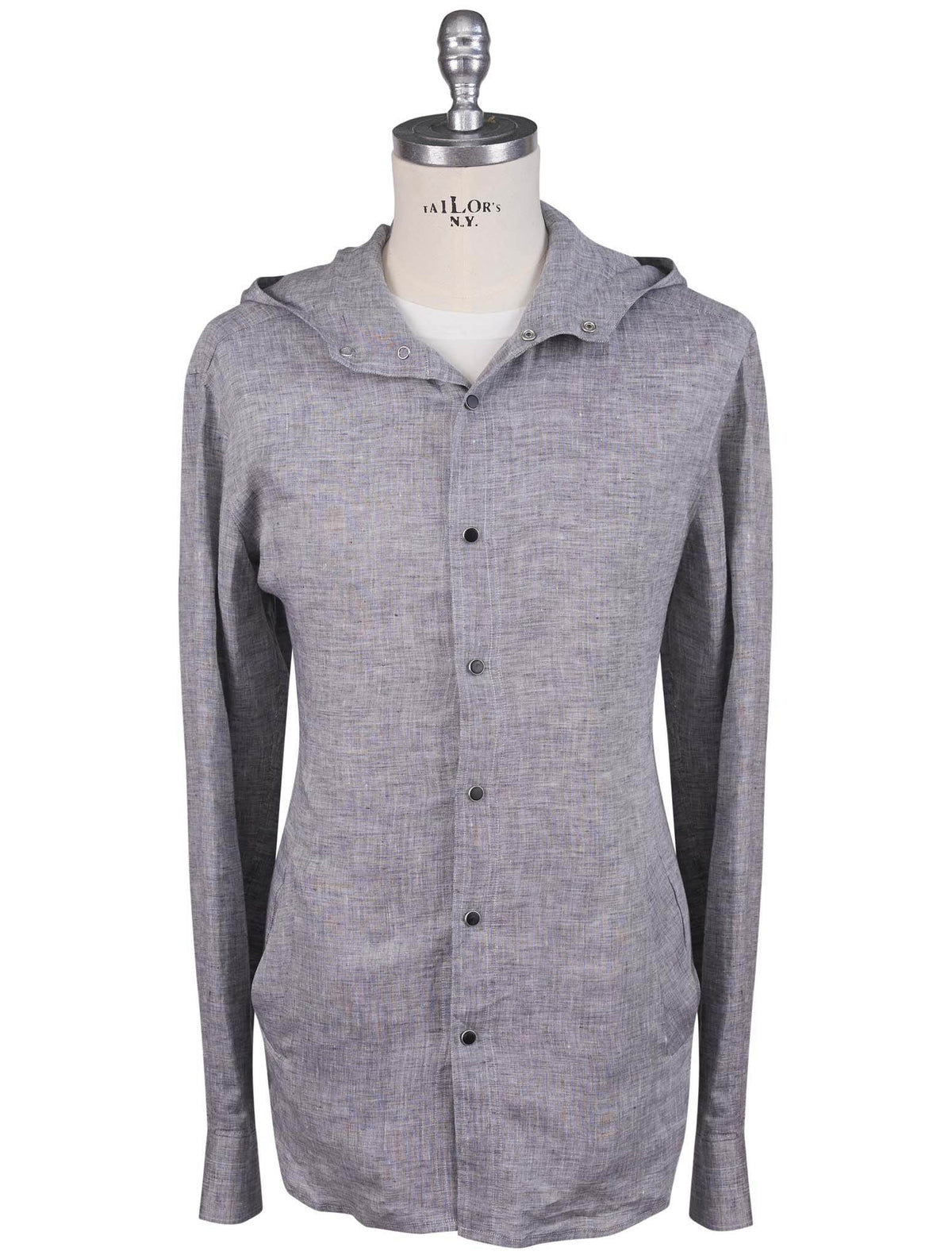 Kiton Gray Linen Overshirt Mariano