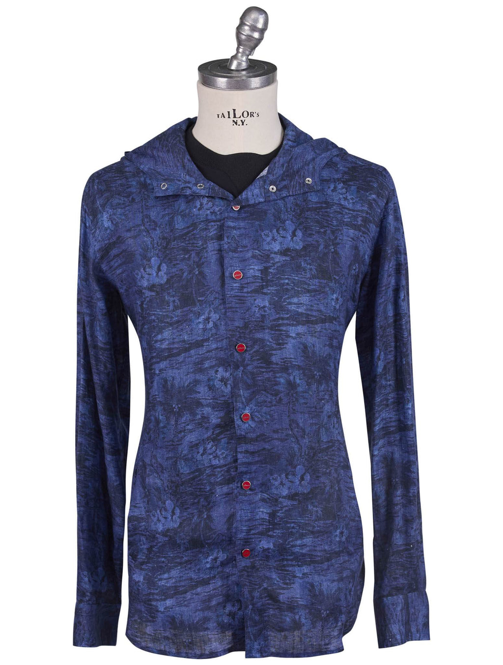 Kiton Blue Linen Overshirt Mariano