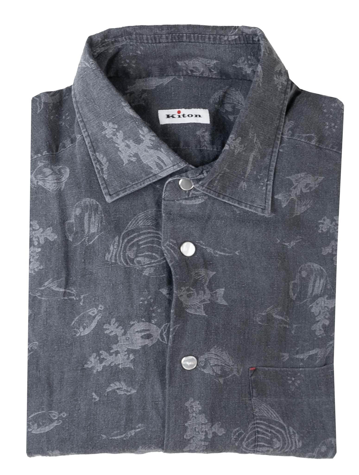 Kiton Gray Linen Shirt