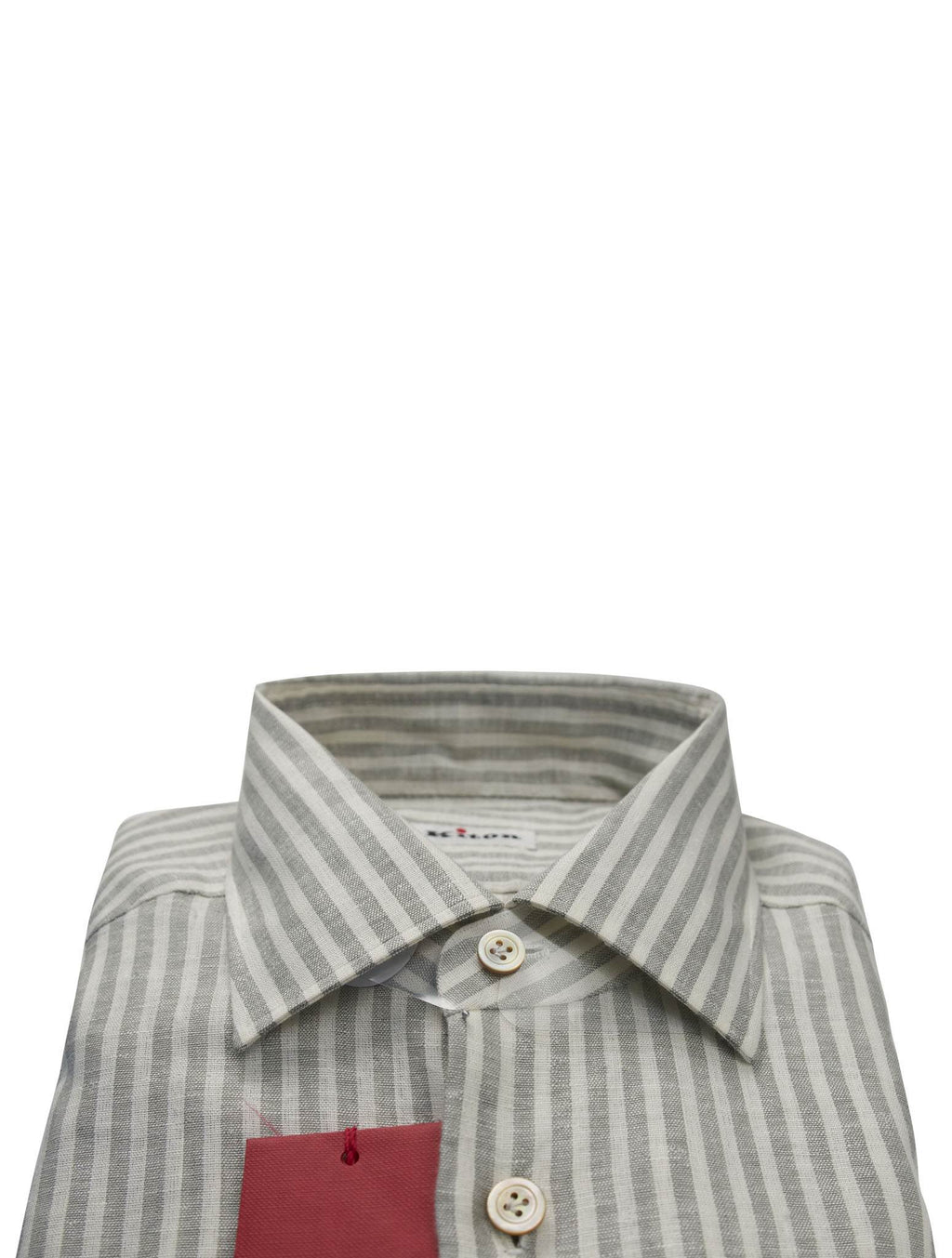 Kiton Kiton Gray White Linen Pl Ea Shirt Gray / White 001