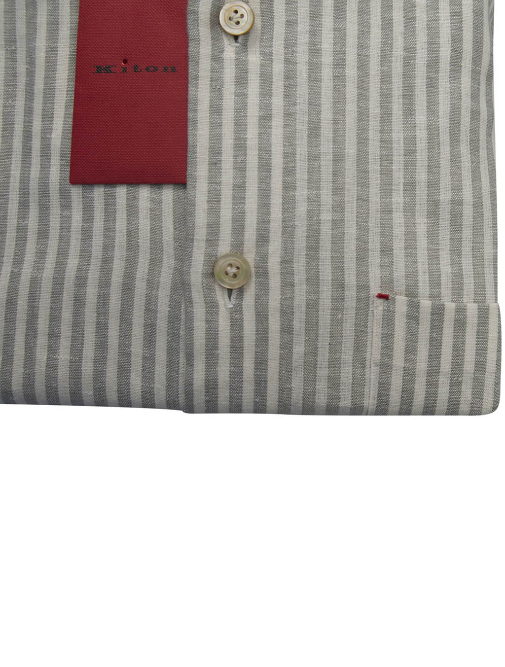 Kiton Gray White Linen Pl Ea Shirt