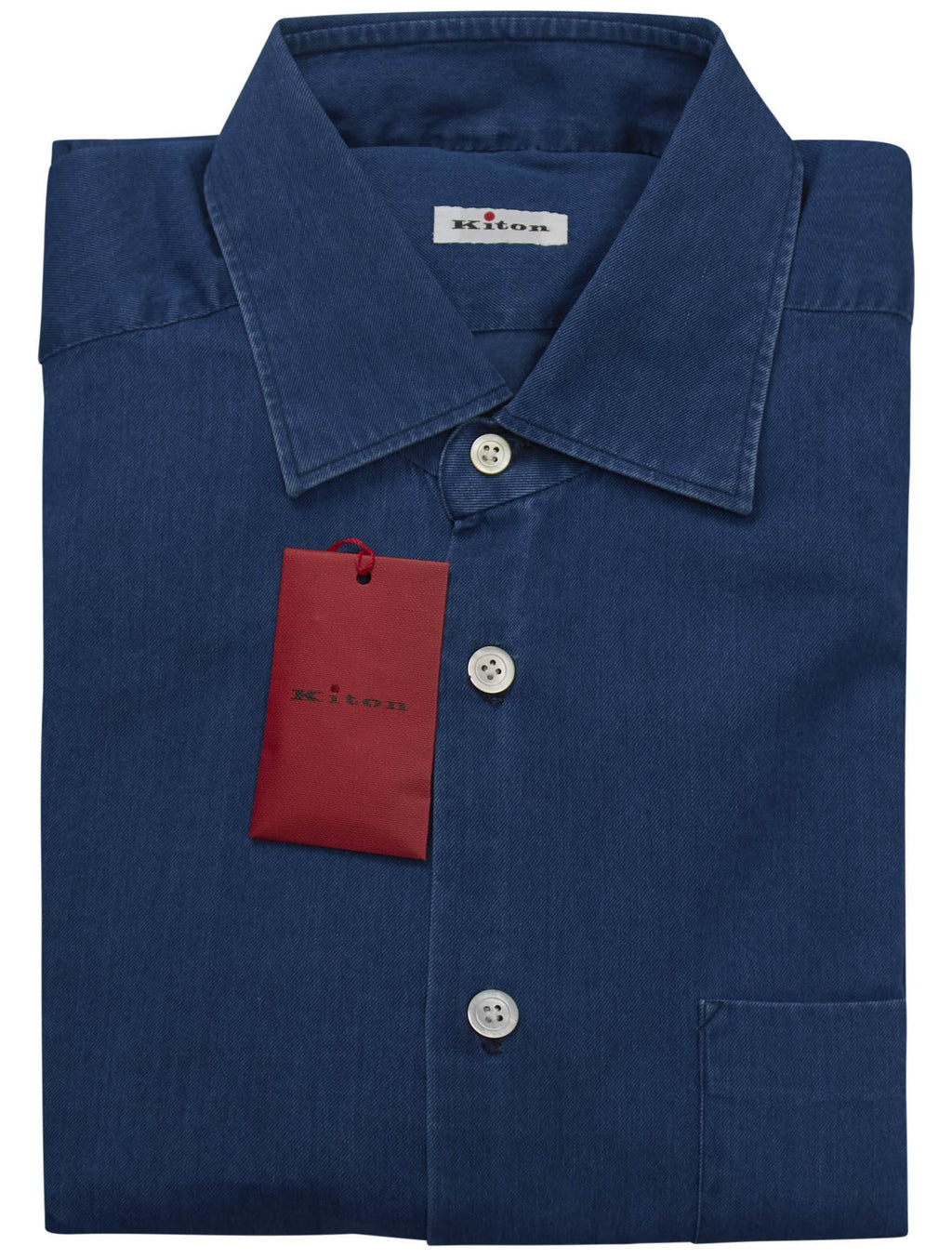 Kiton Blue Cotton Shirt