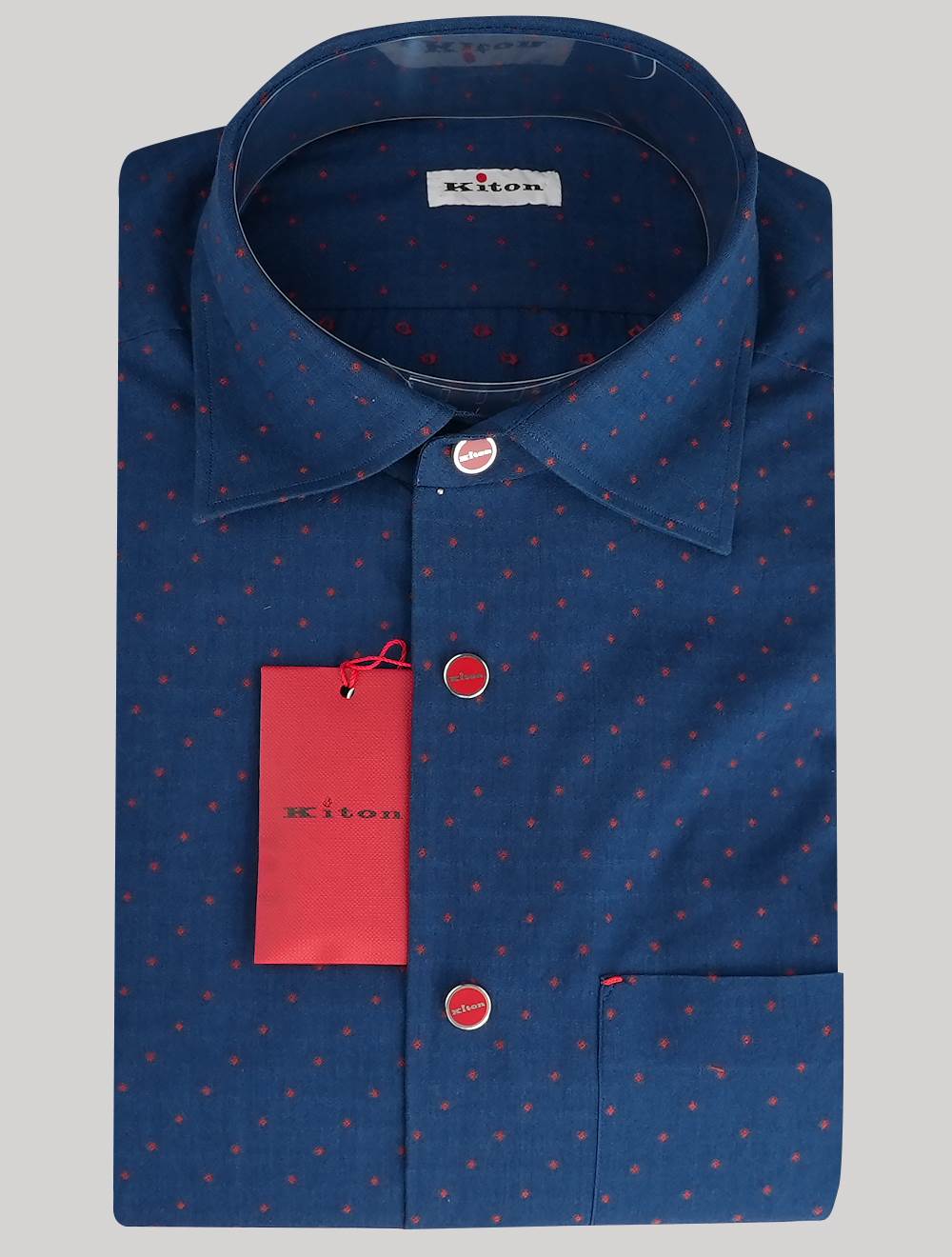 Kiton Blue Red Cotton Shirt