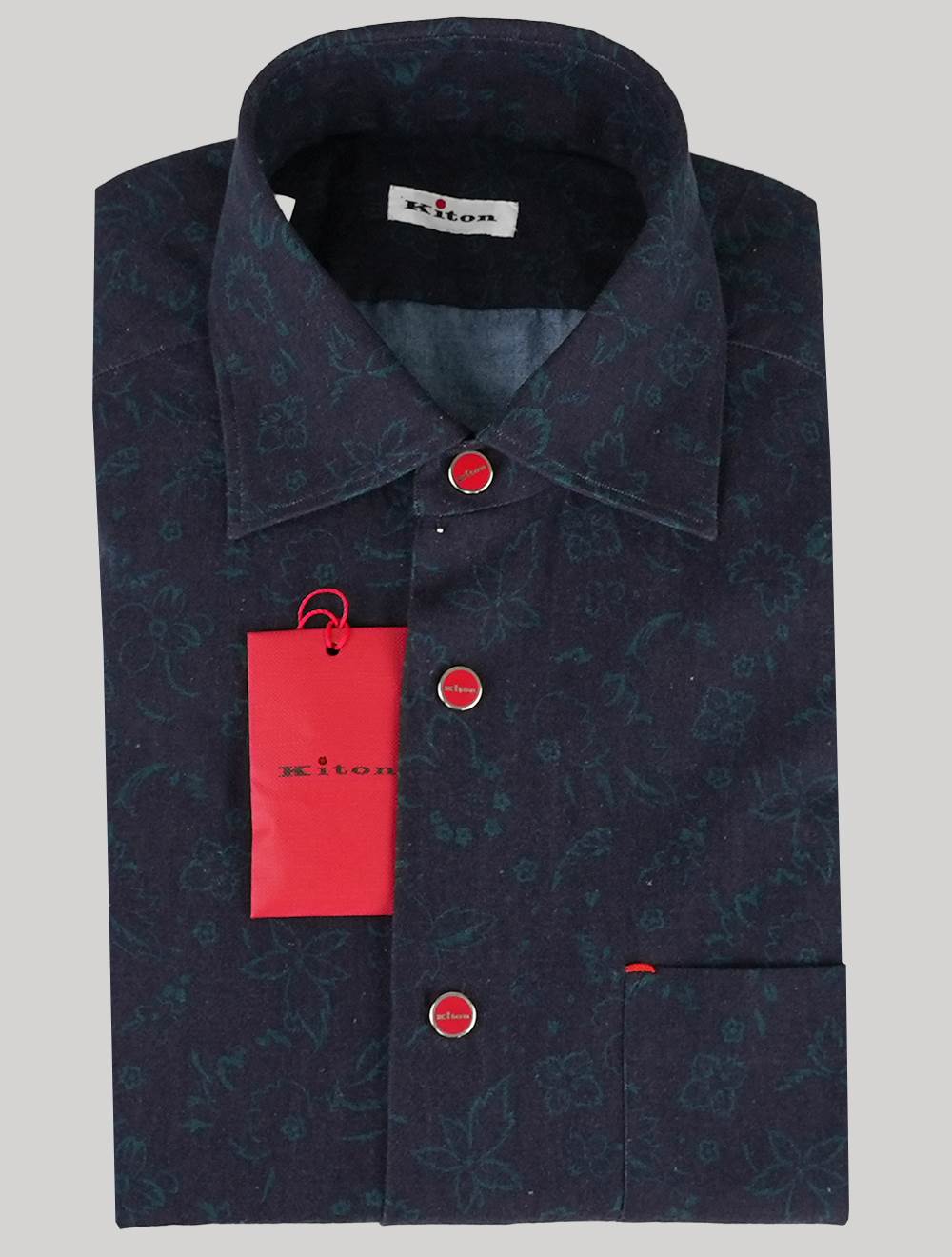Kiton Blue Green Cotton Shirt