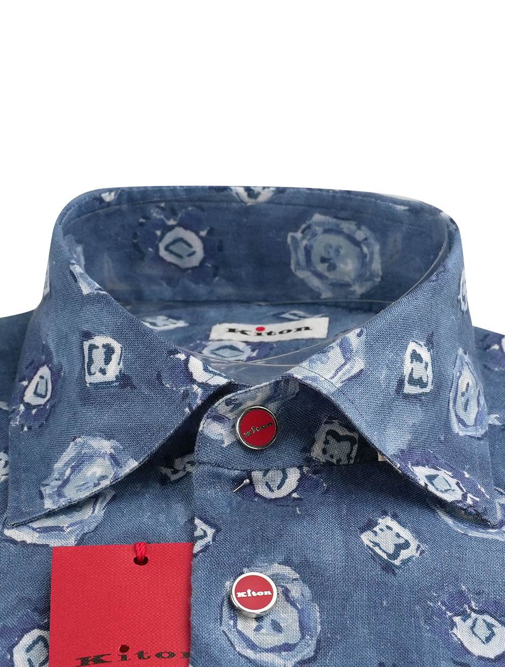 Kiton Kiton Blue Linen Shirt Blue 001