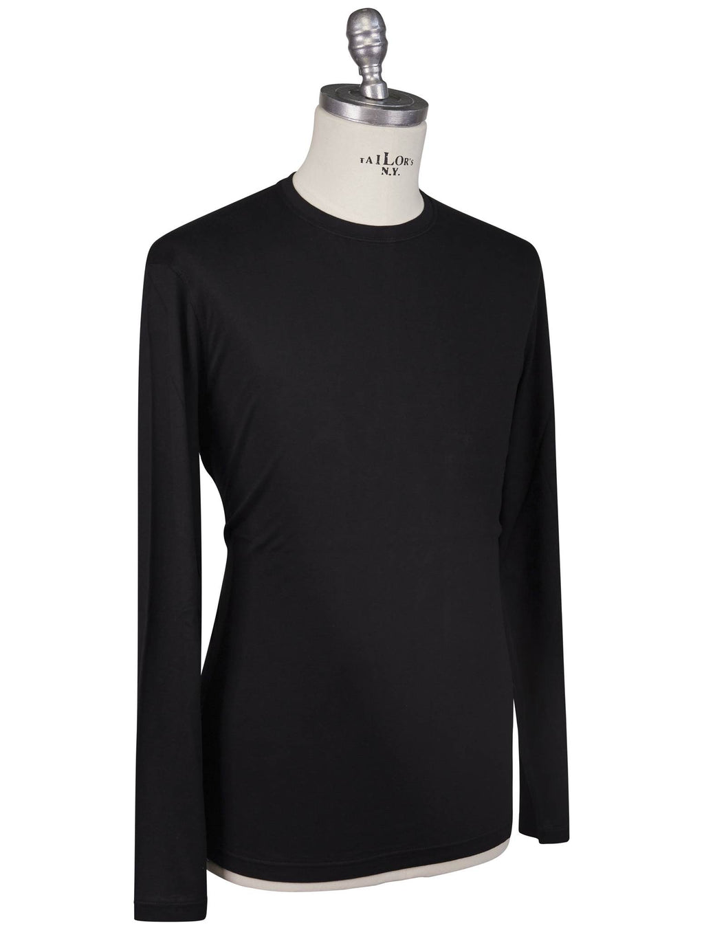 Kiton Kiton Black Cotton Cashmere Sweater Crewneck Black 001