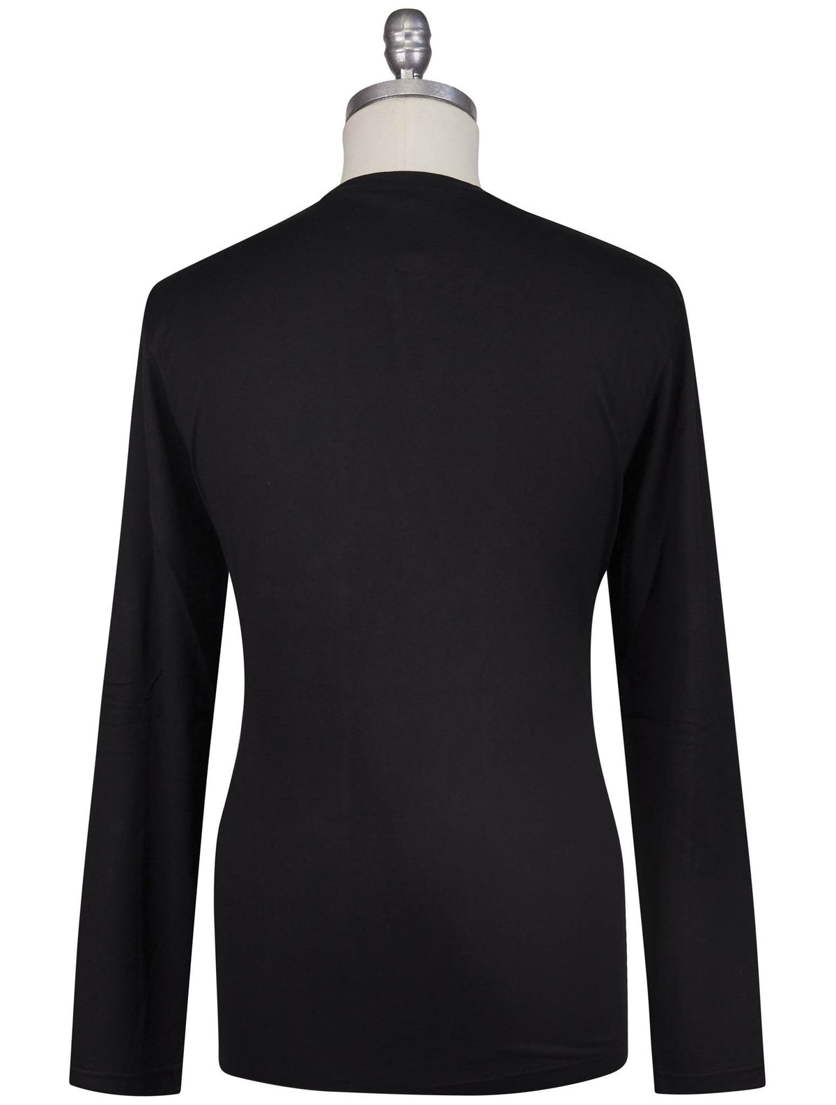 Kiton Black Cotton Cashmere Sweater Crewneck