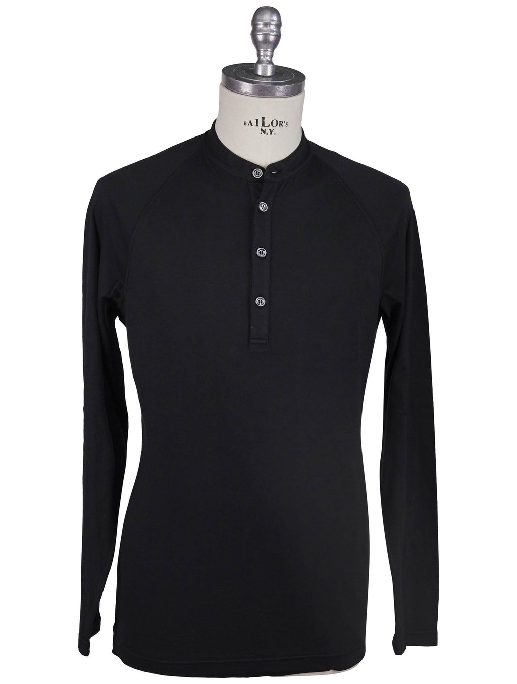 Kiton Kiton Black Cotton Cashmere Sweater Half Button Black 000