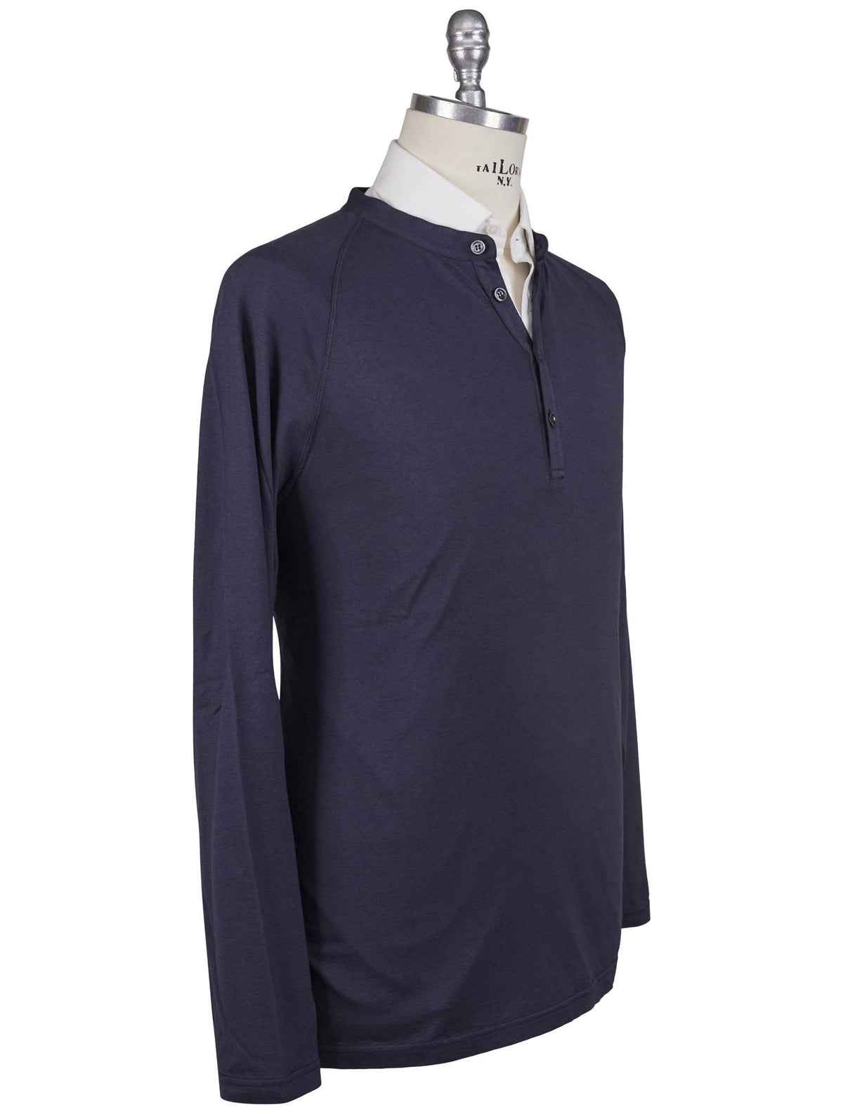 Kiton Kiton Blue Cotton Cashmere Sweater Half Button Blue 001