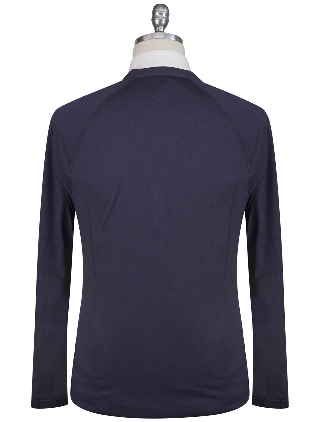 Kiton Blue Cotton Cashmere Sweater Half Button