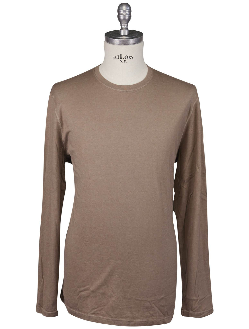 Kiton Brown Cotton Cashmere Sweater Crewneck