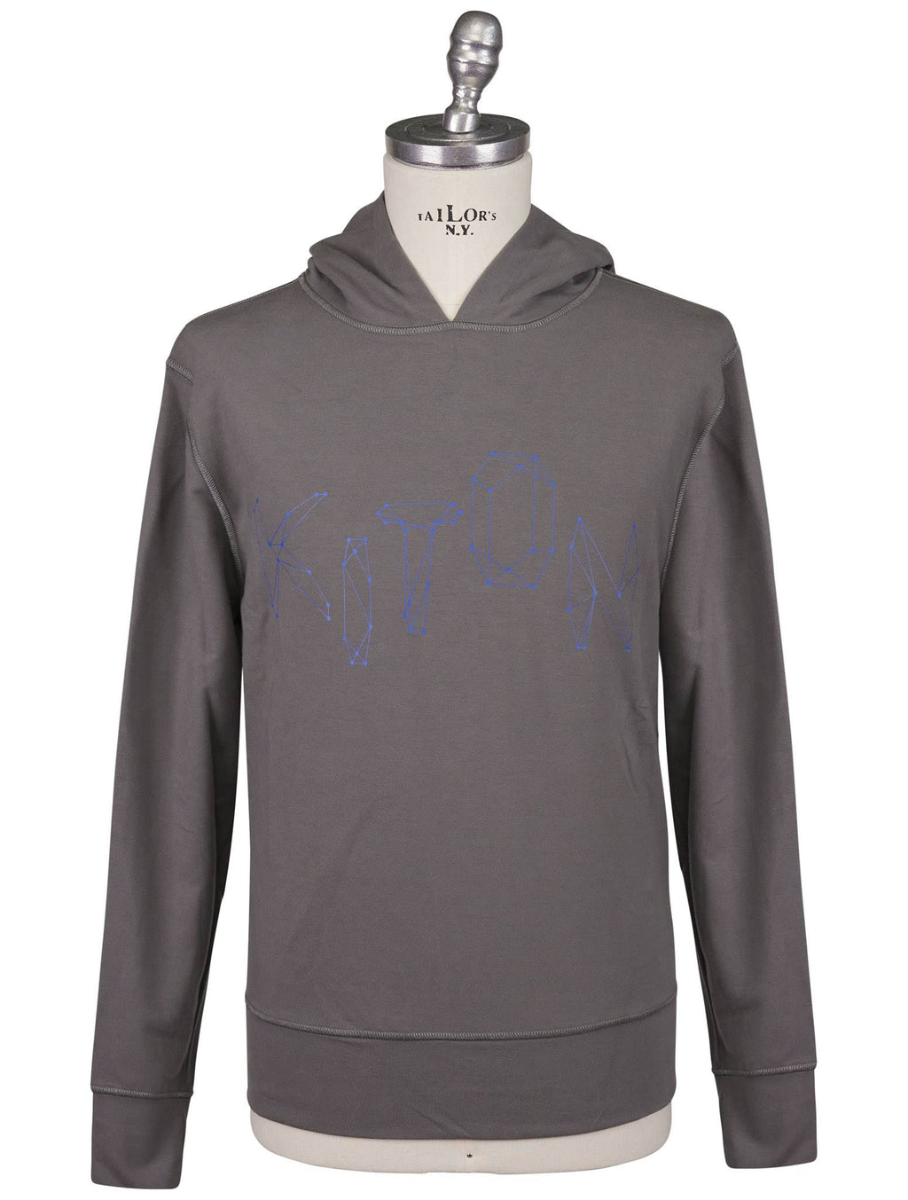 Kiton Gray Blue Cotton Ea Sweater